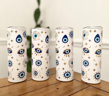 Load image into Gallery viewer, 20oz Sublimation Skinny EVIL EYE TUMBLER
