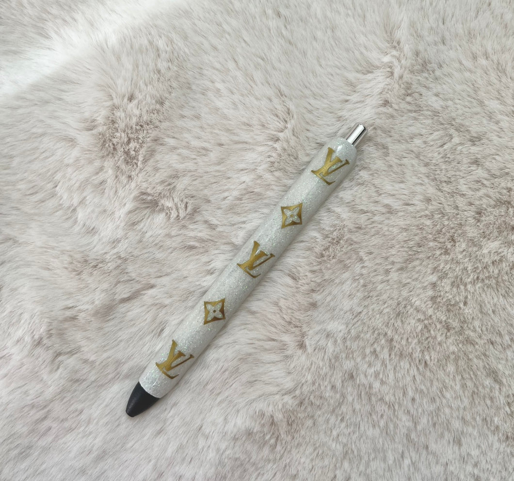 White Glitter L luxe pen