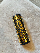 Load image into Gallery viewer, 20oz  Black and gold leopard Skinny Tumbler EPOXY
