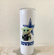 Load image into Gallery viewer, Dallas Cowboys Baby YODA 20oz Tumbler
